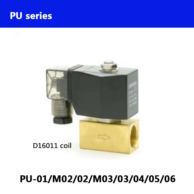 

PU series PU-03/04/05/06/08/10 Normally Close 2 Way direct actuated mini Brass water solenoid valve BSP thread D16011 coil