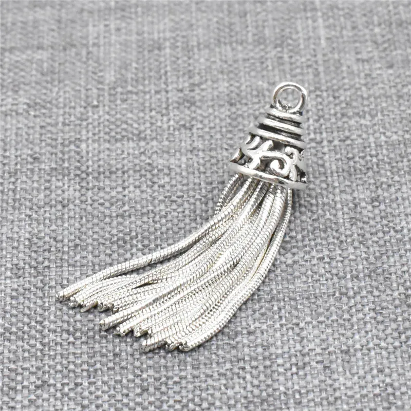 925 Sterling Silver Snake Chain Tassel Charm Pendant for Necklace Earring