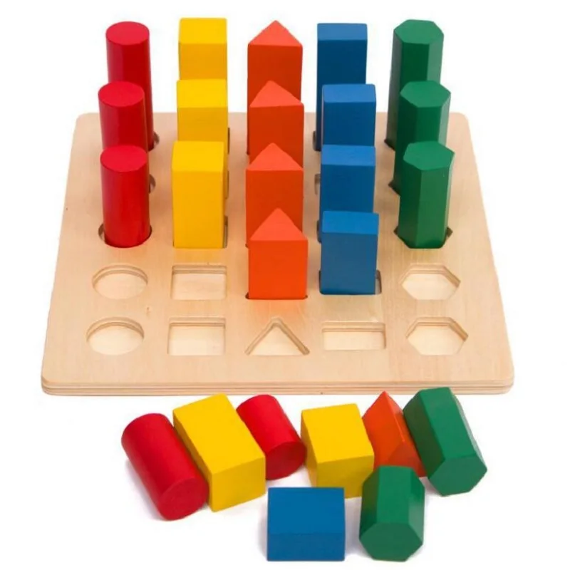 Montessori Educational Wooden Toys For Children Geometry ladder Toy Baby Development Practice and Senses Toys