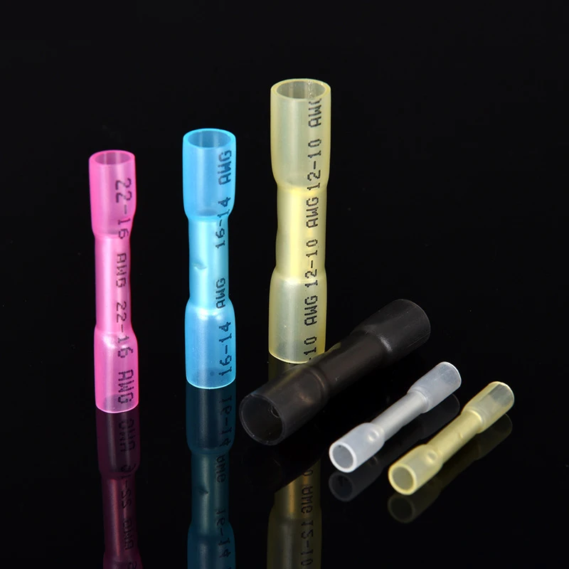 20/50pcs Wire Connection pipe  Terminal Heat Shrink Butt Crimp Terminals Waterproof Insulated Seal Wire Connectors Heat shrinkab