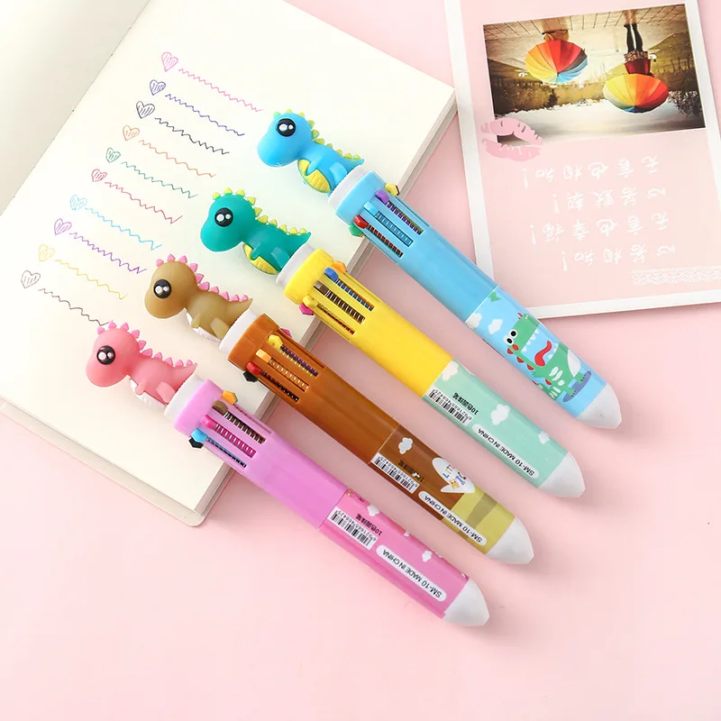 

36 Pcs/lot 10 colors Dinosaur Ballpoint Pen Cartoon Press unicorn Ball Pens Stationery gift Material office school supplies