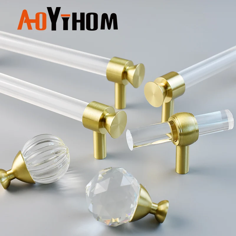 AOYIHOM Nordic Fashion Style Acrylic Drawer And Wardrobe Door Knob Shoe Cupboards Furniture Handle Kitchen Storage Cabinet Pulls