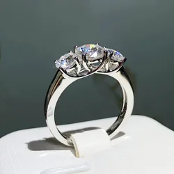 2021 Three stone Lab Diamond Ring 925 sterling silver Engagement Wedding band Rings for Women Bridal Fine Jewelry Party Gift