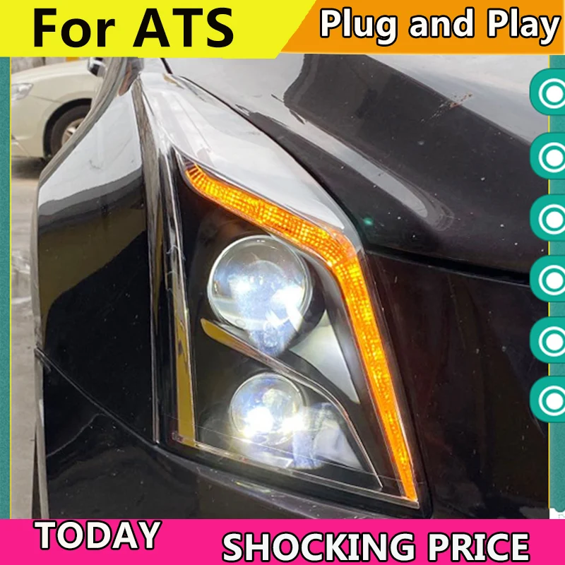 New car Styling for Cadillac ATS LED Headlight  For ATS ALL LED DRL head light Accessories hid kit led turn signal