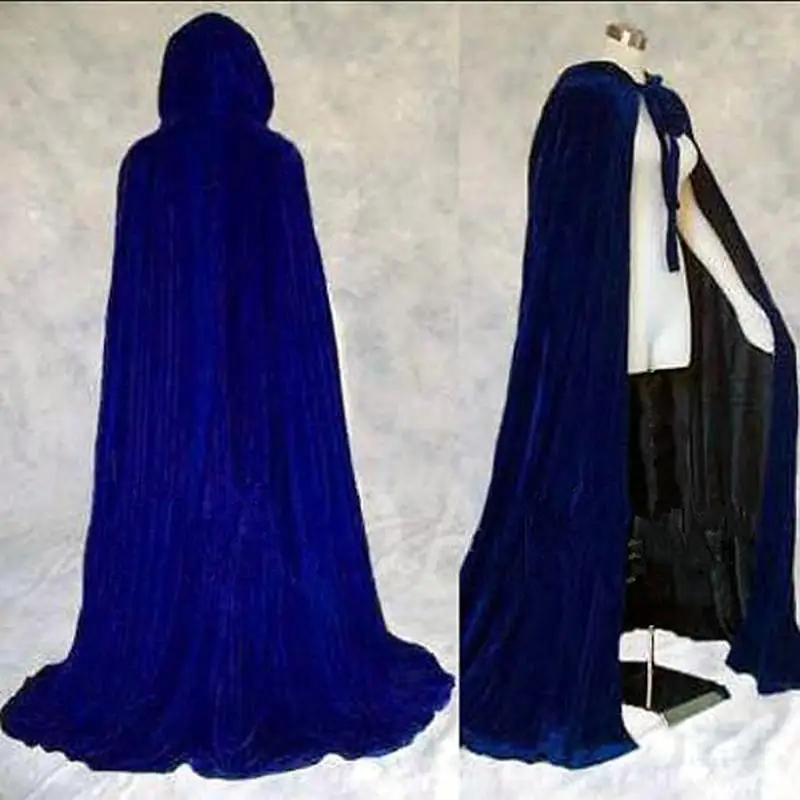 New Gothic Hooded Velvet Cloak Gothic Wicca Robe Medieval Witchcraft Larp Cape Women Wedding Jackets Wraps Coats