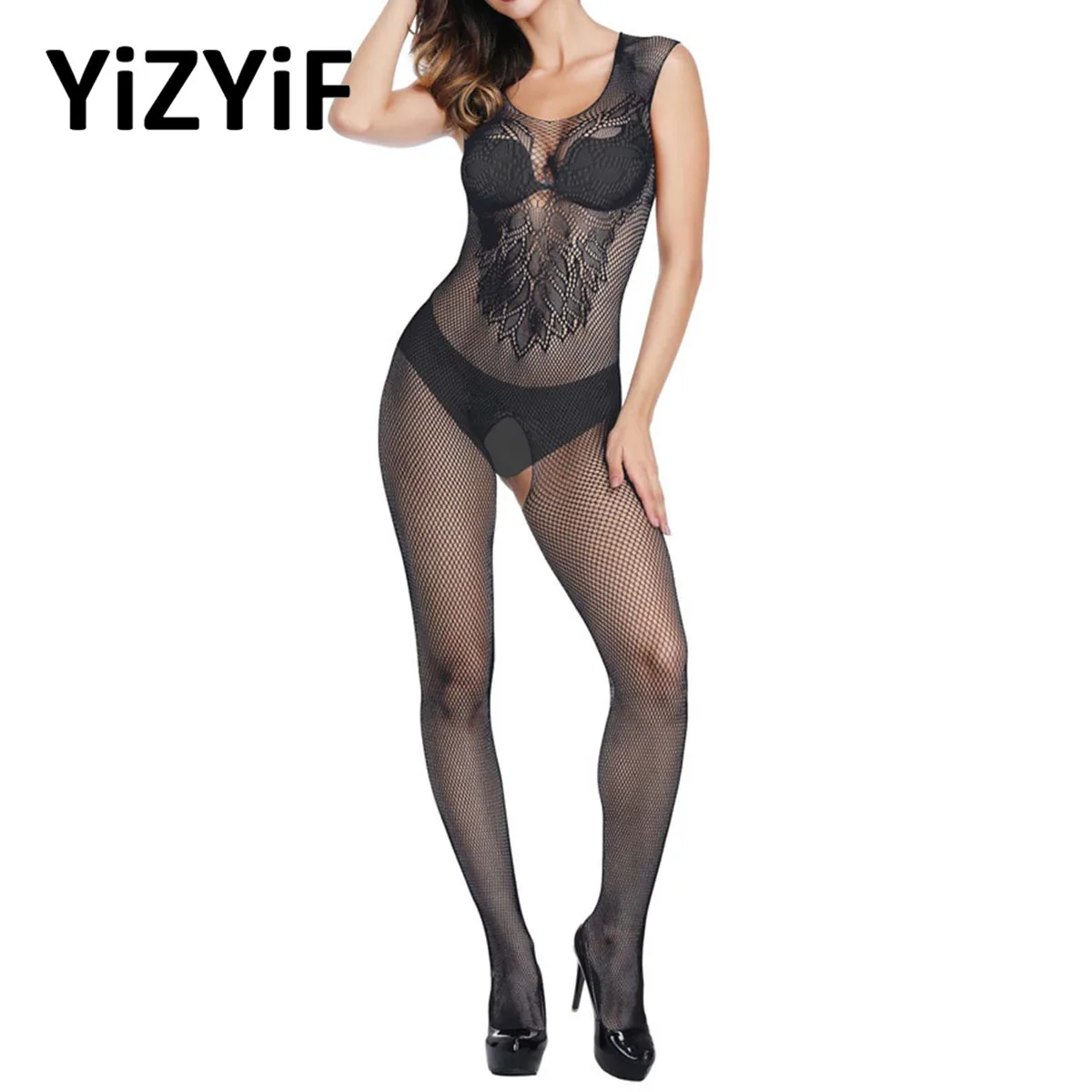 Sexy Bodystockings Women Fishnet Open Crotch Catsuit Mesh Tights Lingerie Erotic Bodysuit Sleepwear jumpsuit Teddies Plus Size