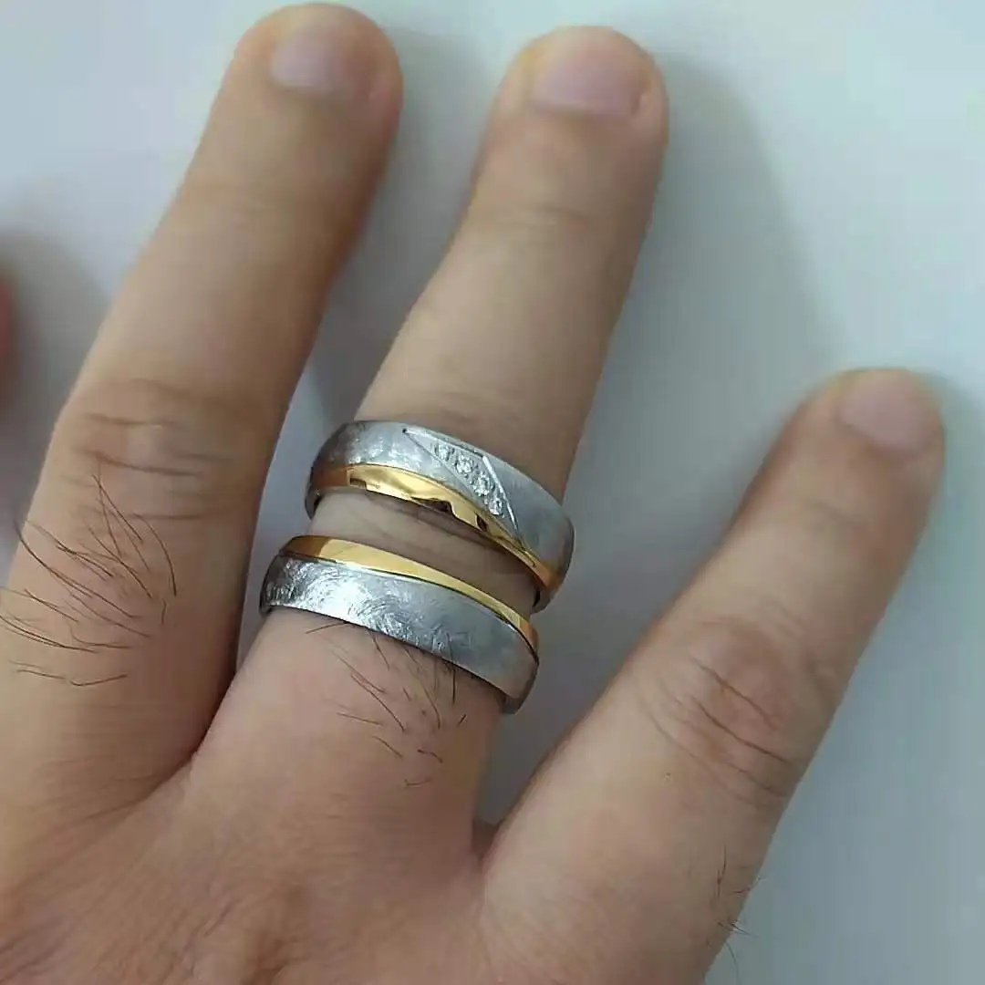 Anillos de boda de pareja mate únicos para hombres y mujeres, última propuesta rellena de oro, Ringe, 1 par, diseños de matrimonio de alianza de amante