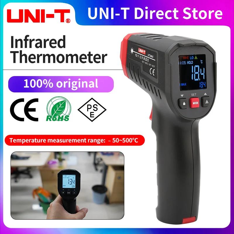 UNI-T UT306S UT306C termometr cyfrowy bezdotykowy gospodarstwa domowego przemysłowy laserowy tester temperatury na podczerwień miernik pistolet-50 ℃ -500 ℃
