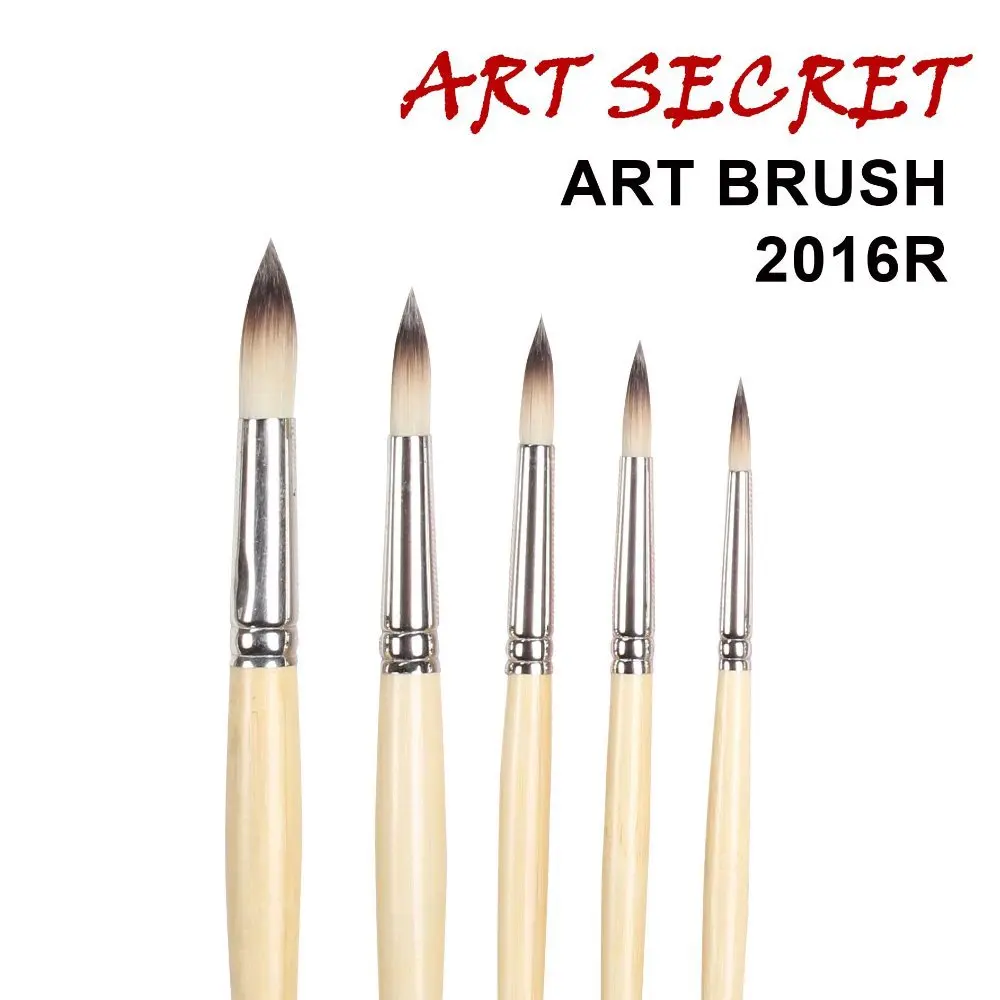 Artsecret Professional Paint-Brushes 2016R Taklon Hair Yellow Natural Acrylic Watercolor Art Long Rod Have Defects