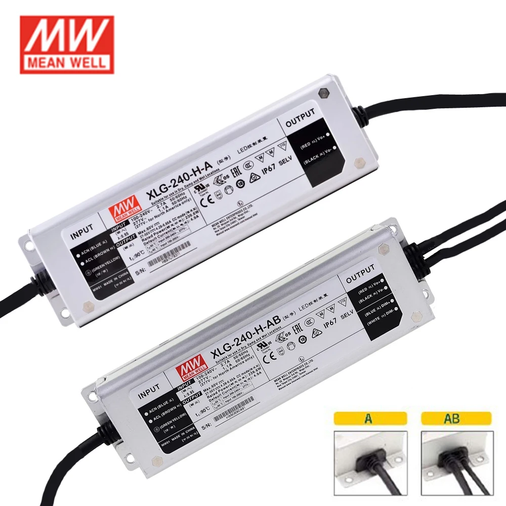 MEAN WELL XLG-240 Series 240W LED Driver XLG-240-H-AB 27-56V 4900mA IP67 Waterproof Constant Power Supply 5 Years Warranty