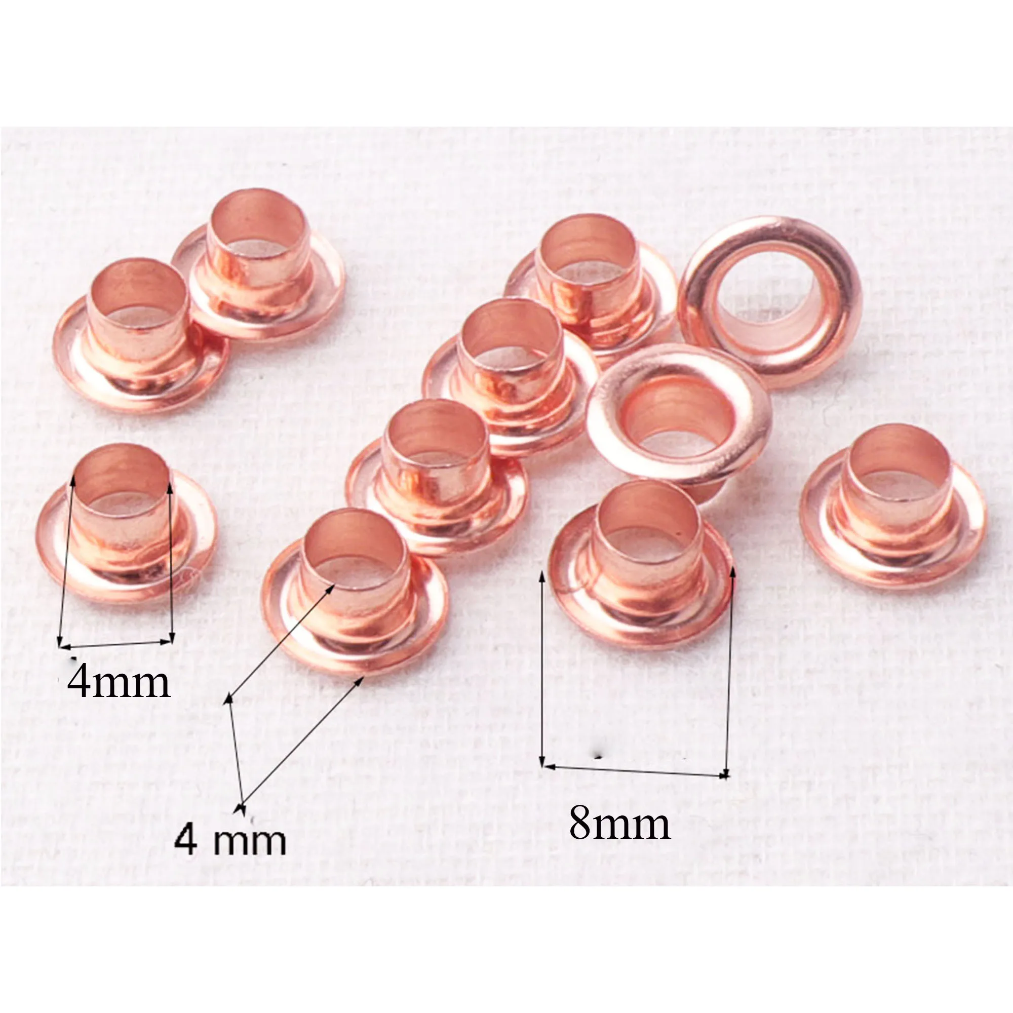 100-200 pcs Rose Gold Eyelets Metal Round Grommet Eyelets Findings Charm Purse Hole Sewing Clothing Shoe Eyelets Craft Supplies