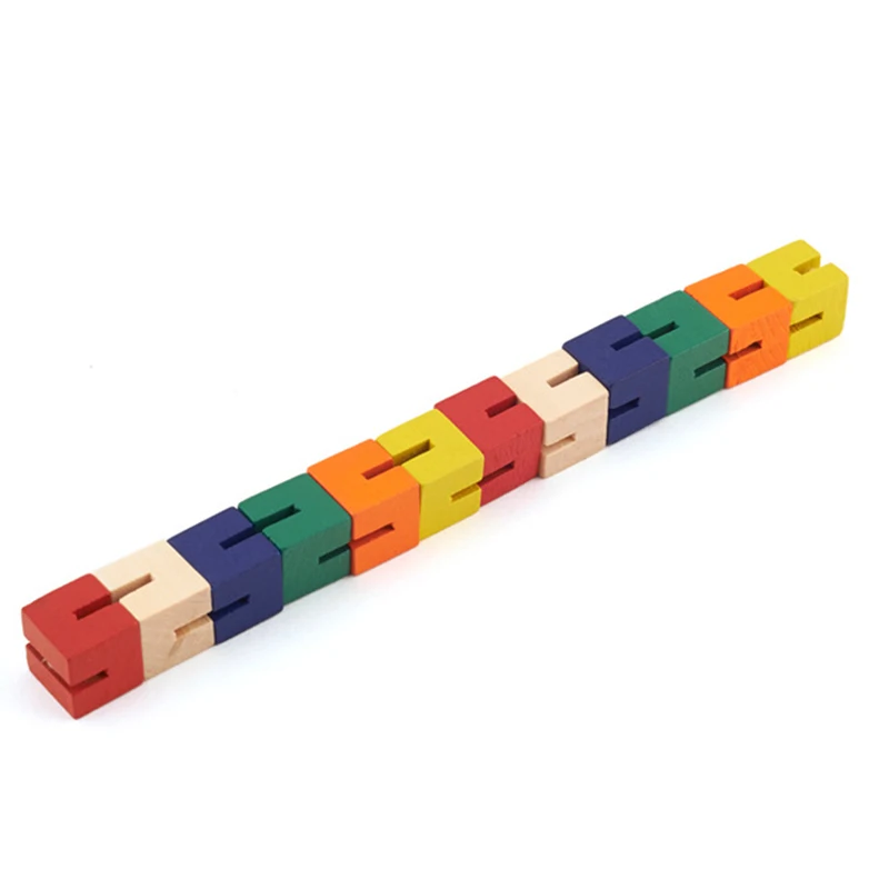 Wooden Twisty Blocks Toy Color Sensory  Wooden Stress Relieve Toy for Kids Adult NSV Various Change Sensory Interesting  Kids