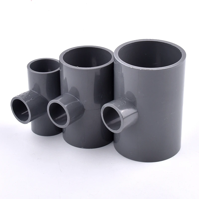 1-3Pcs Grey PVC Reducing Tee Connectors Water Supply Garden Irrigation Adapter Fittings Wardrobe Shoe Rack DIY Skeleton