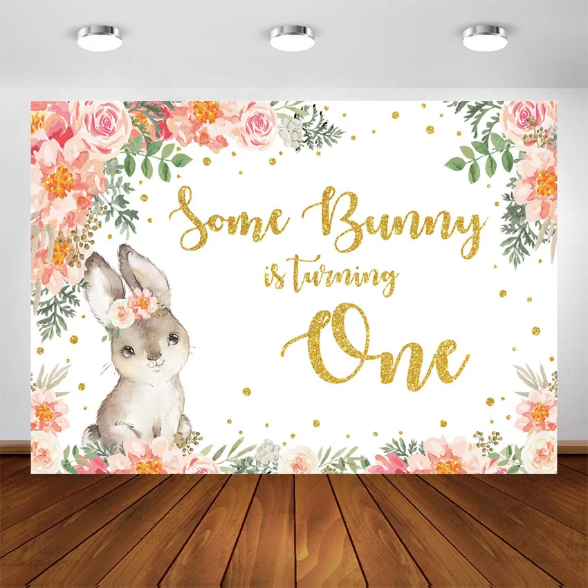 Spring Easter Bunny Party Newborn Photography Background Baby Rabbit Birthday Party Decorations Backdrops 1st Birthday Banner