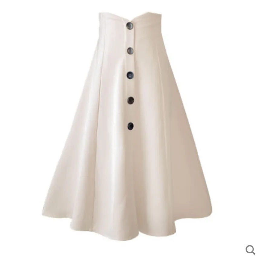 

2022 summer High waist single breasted ol Skirts Fashion Mid-length Umbrella skirt Women Slim Office Skirt