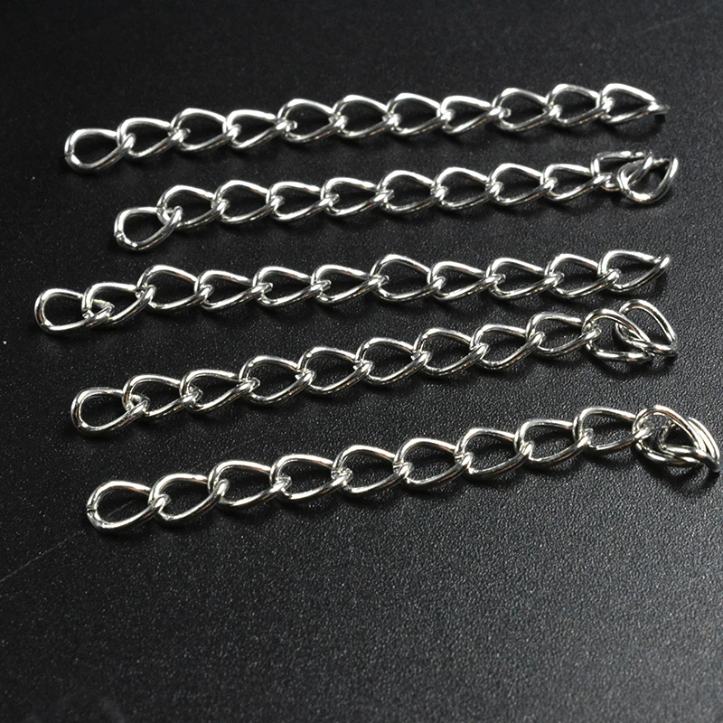 FLTMRH   60pcs/lot 50mm*3mm Necklace Extension Chain Bulk Bracelet Extended Chains Tail Extender for DIY