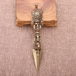 Pure Copper Tibetan Buddhism Dharma Horsehead Vidyā-rājā Pupa Vajra Pestle Desktop Ornament Antique Brass Figurines Decorations