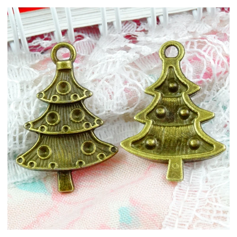 

80Pcs 17.7*25.5MM Christmas Tree Shape Pendants Alloy Charms Antique Bronze Plated Diy Jewelry Accessories