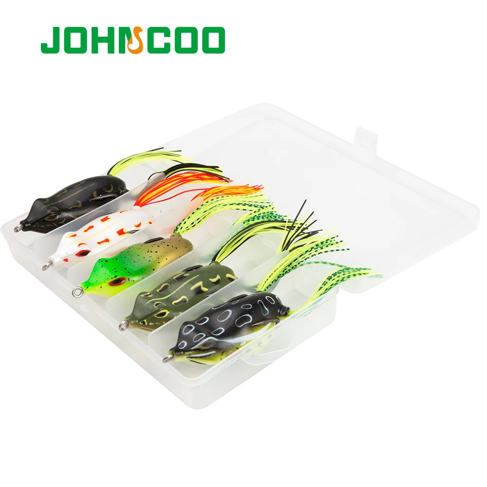 JOHNCOO 5pcs Soft Frog Fishing Lure Set 5g 13.5g 17.5g 19g Snakehead LureTopwater Fishing Lure Soft Bass Bait