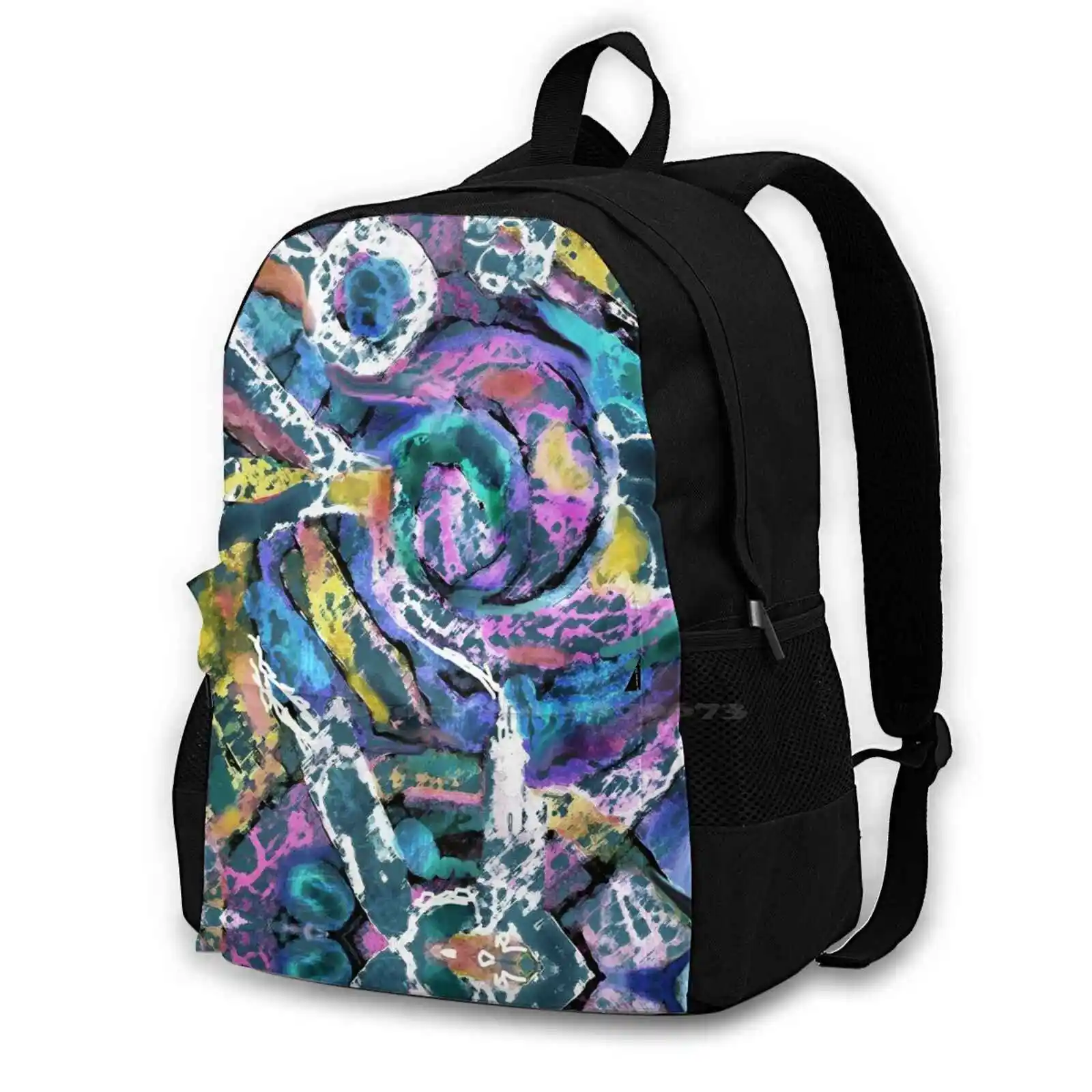 Color Tracks Teen College Student Backpack Pattern Design Bags Colorful Abstract Dynamic Abstract Garden Expressionist Jean B