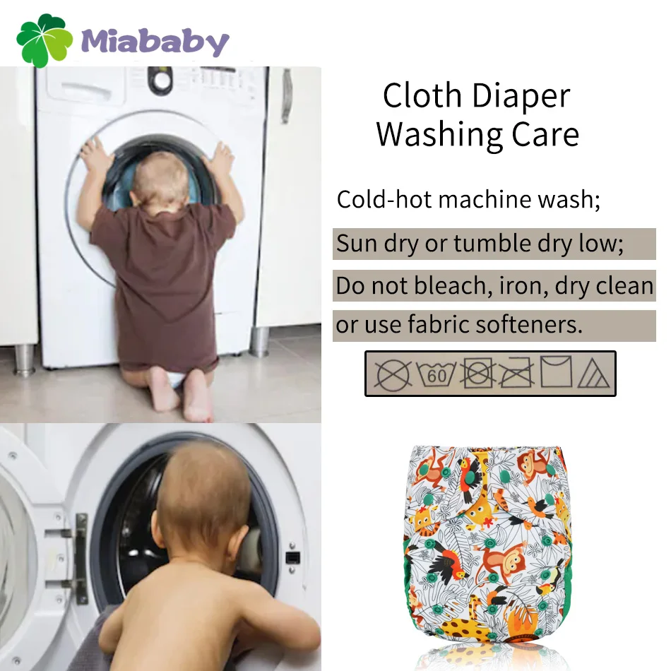 Fraldas de pano ecológicas Miababy Big XL para crianças, capa para bebês de 2 anos e mais velhos, fralda de pano ajustável