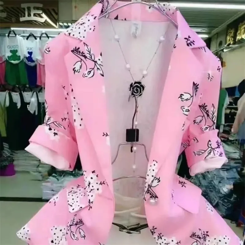 Chaqueta de traje fina de estilo occidental para mujer, cárdigan con estampado de un botón, autocultivo, protector solar, temperamento, moda, verano