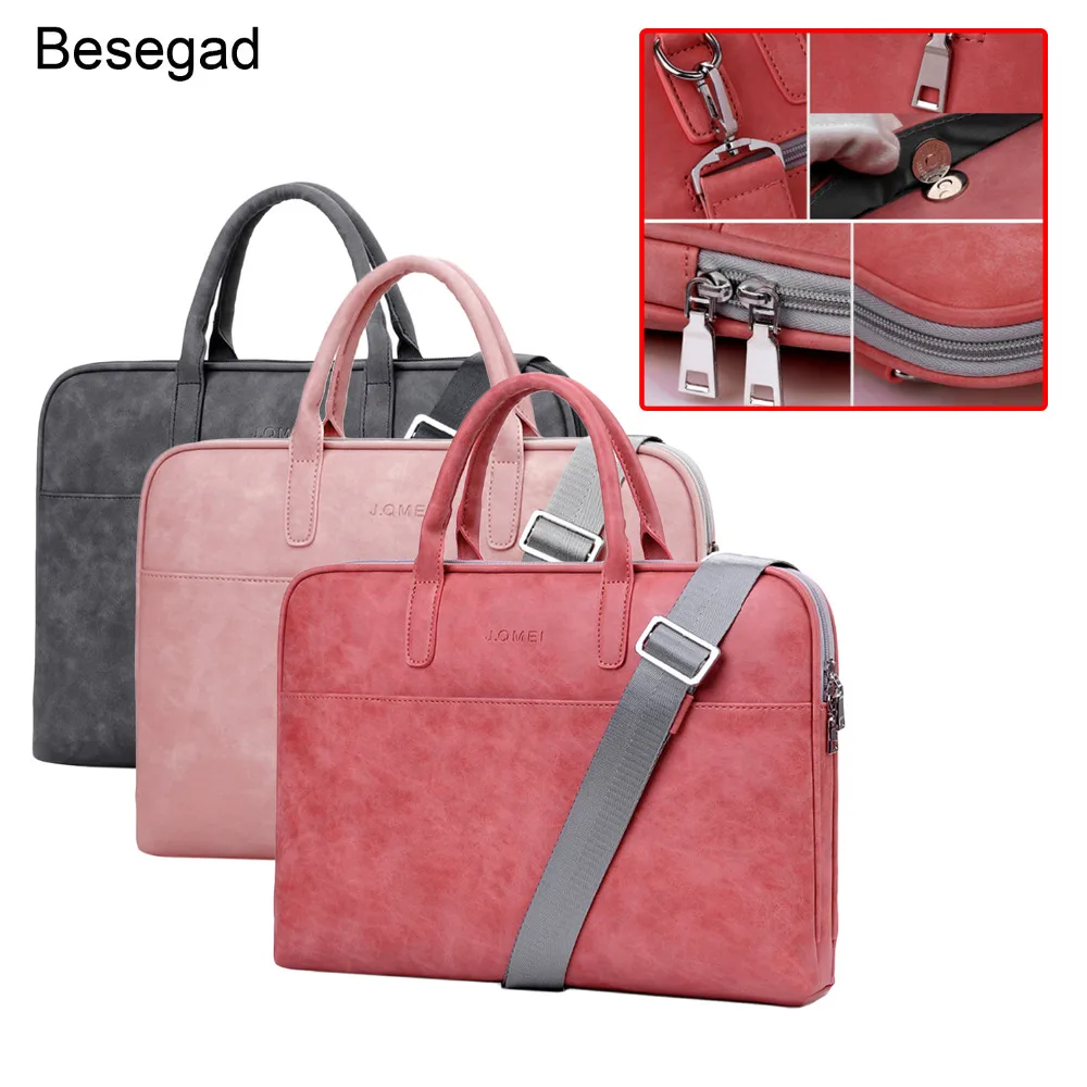 

Besegad PU Leather 13 13.3 14 15 15.6 Inch Laptop Briefcase Sleeve Pouch Case Bag for MacBook Air Pro Samsung Lenovo Dell Sony