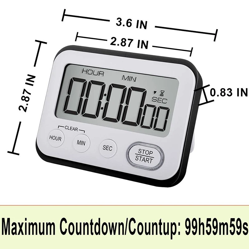 Digital Kitchen Countdown Timer: Teachers Classroom Counter Large LCD Loud netic Clip Kids Simple Clock Mini Small Stopwatch