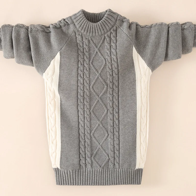 Kids Knitted Pullover Sweater Autumn/Winter Children Patchwork Warm Sweater For Teen Big Boys 6 8 10 12 14 16 Years Dwq567