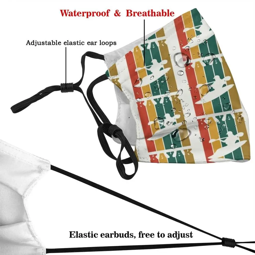 Whitewater Kayak Kayaking Vertical Stripes Custom Pattern Washable Filter Pm2.5 Adult Kids Mask Kayaking Kayaker River Kayak