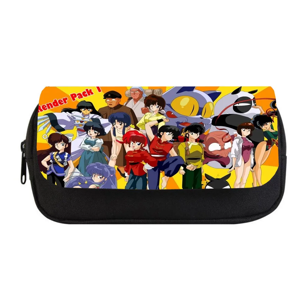 Anime Ranma ½ Pencil bag Women Makeup Bag Child boys girls Pencil Case Student Double Zipper pencil Bag Handbag Purse