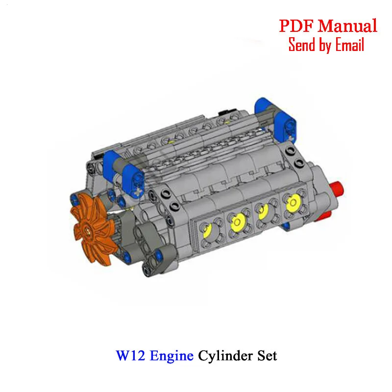 W12 Engine Technology mechanical group engine V16 cylinder MOC Brick assembly model building blocks compatible with logoes