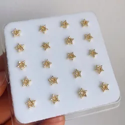 20pcs Dainty Tiny cz star nose studs cubic zirconia Gold plated 18 carat over copper sweet Minimalist nose piercing body jewelry