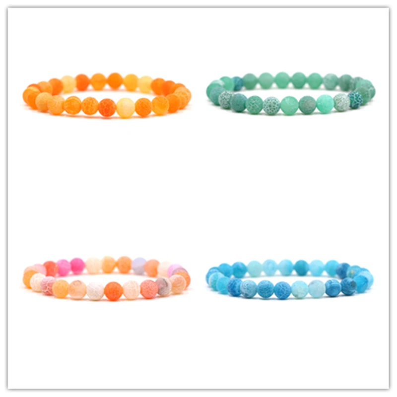 Natural Stone 8 Colorful Weathered Agate Stone Bracelet 8mm Beads Handmade Beads Round Beads Natural Stone Bracelet Bracelet