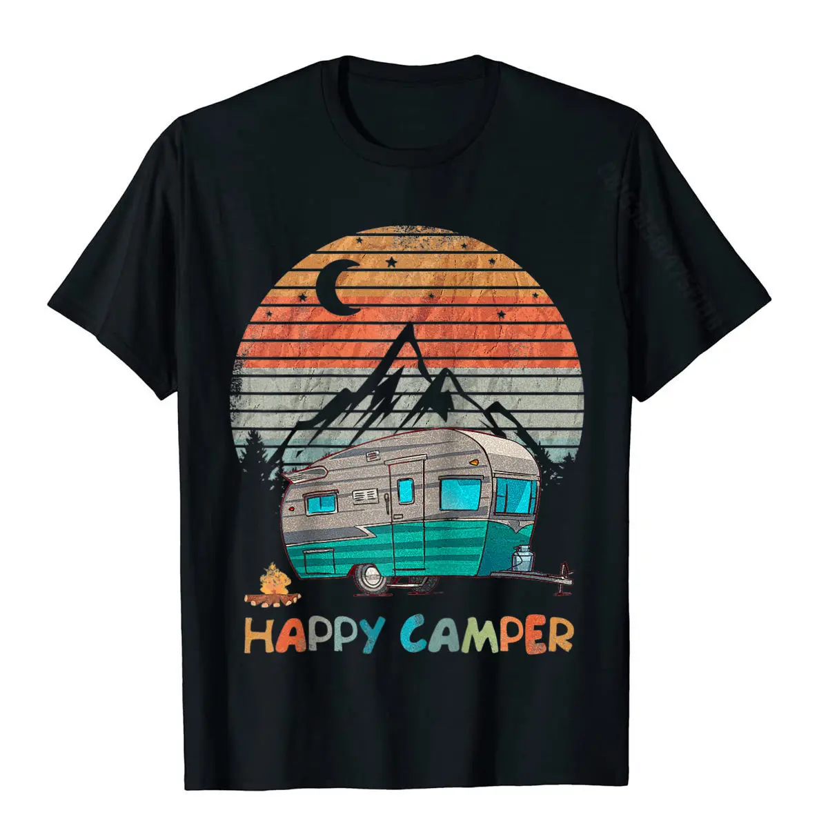 Vintage Camp TShirt Happy Camping Lover Camp Vacation Tee Raglan Baseball Tee Popular T Shirt Cotton Man Tees