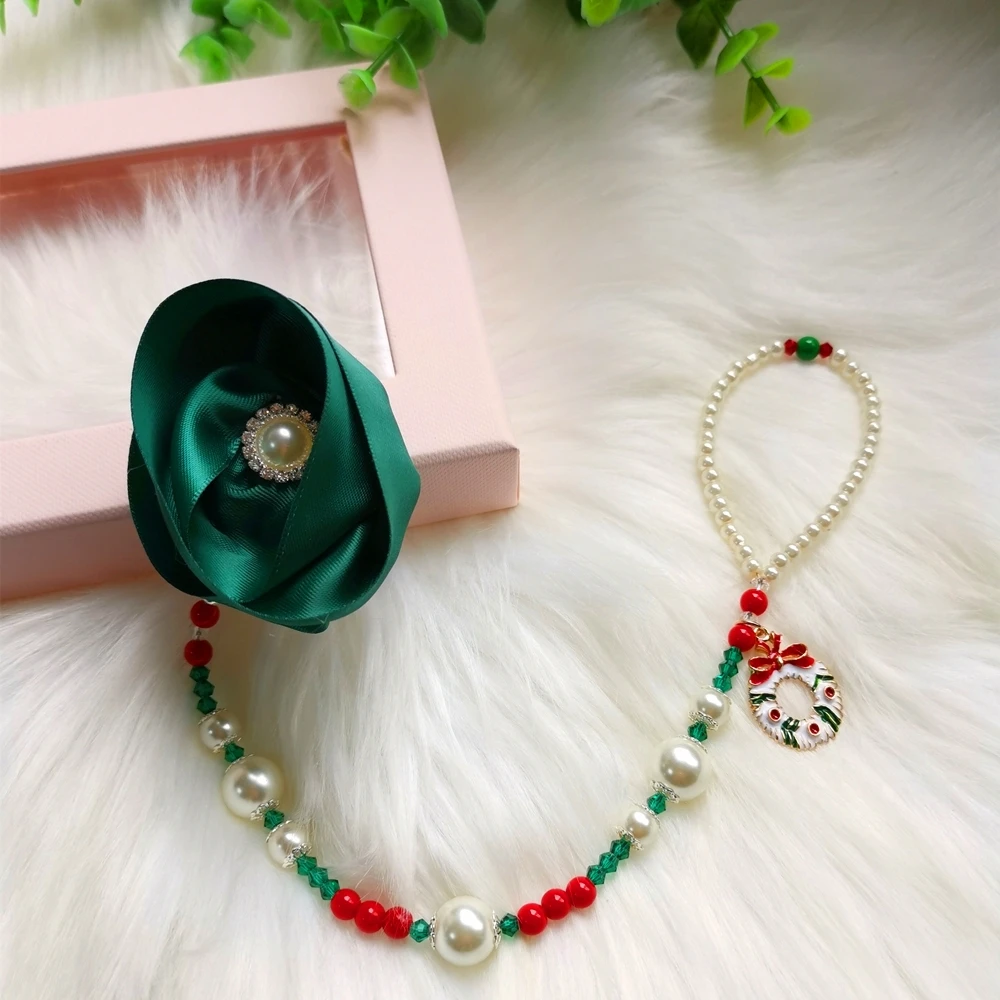 Dollbling Baby Christmas Personalized Bunny Pacifier Clips Pearls Jewelry Dummy Holder Baby Girl Name Santa Soother