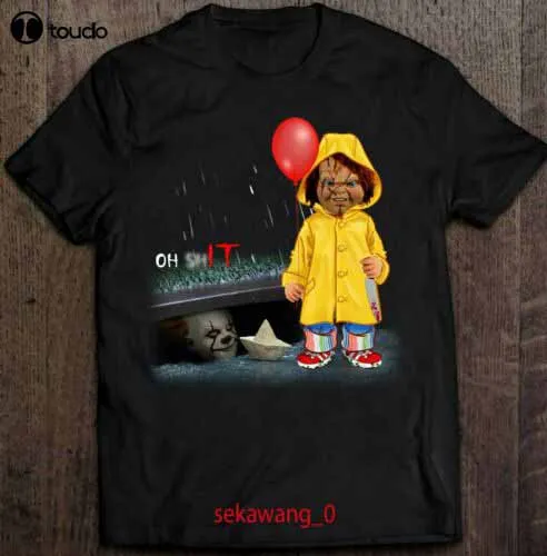 

New Oh Sh T Chucky And It Pennywise Black T-Shirt Clothing