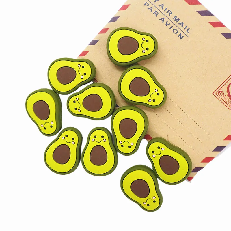 Chenkai 10PCS Silicone Avocado Beads Baby Gift Nursing Pacifier BPA Free DIY Soothing Pendant Bracelet Necklace Toy Accessories