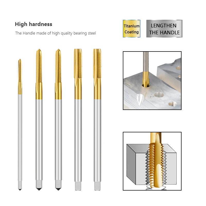 XCAN Screw Tap Drill M2-M12 Thread Tap HSS Straight Flute 90-150 Length Metric Machine Plug Tap For Metal Screw Threading Tools