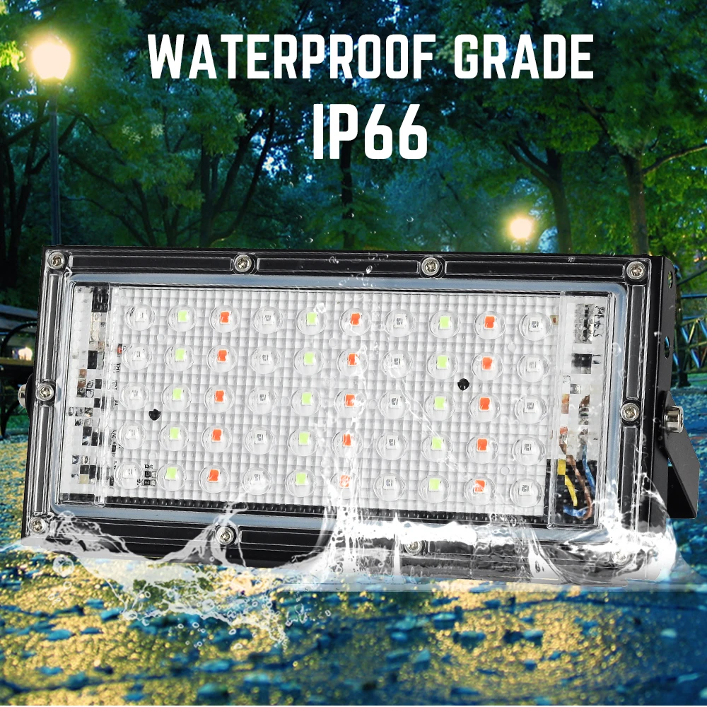 LED Flood light 50W Waterproof RGB LED spotlight projector 220V 230V 240V LED Streetlight FloodLight Refletor Landscape lighting