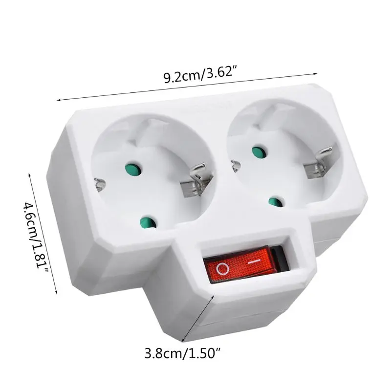 Durable EU Standard Multiple Plug 250V 16A Double Socket Conversion Socket with Outlet Switch Plug Power Adapter Socket 4XFD