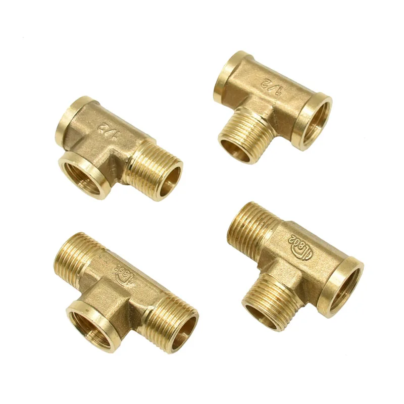 Brass Plumbing male 1/2 Tee Connector Female copper T-Shape Fitting 3 Way Tube Adapter  tap 1pcs