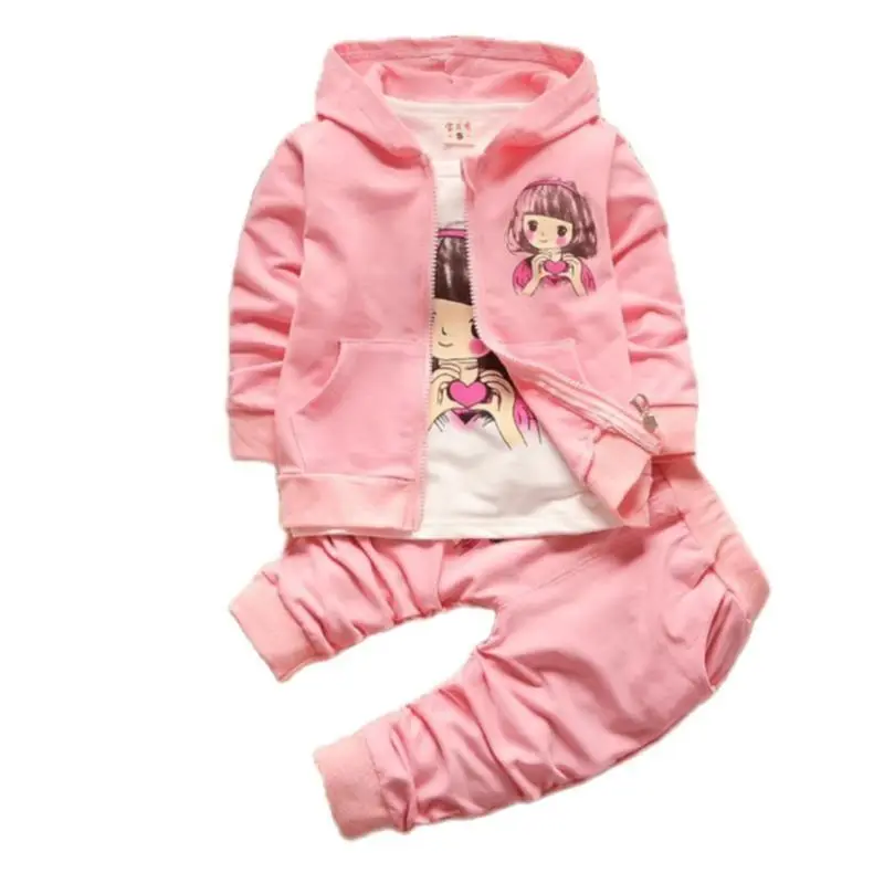 2023 Real Roupas Infantis Children\'s Garment Spring And Autumn New Girl Pure Cotton Printing Three-piece Child Suit 0-4y