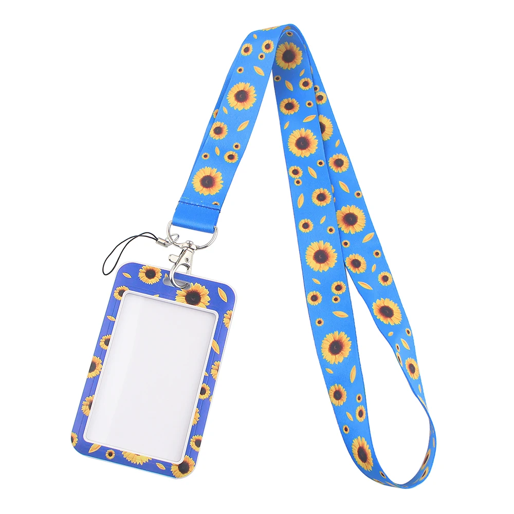 LX516 Sunflower Flower Card Set Mobile Phone Belt Keychain Cheetah Badge Camera USB Keychain Lanyard Neck Strap