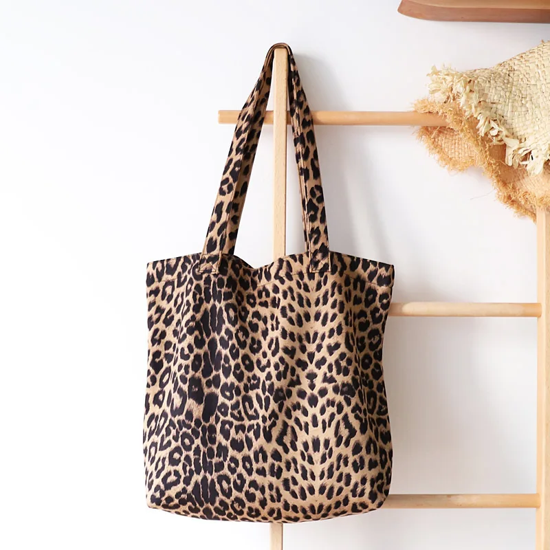 atinfor Large Capacity Leopard Print Canvas Women Tote Bag Shopper Handbag Lady Shoulder Bags 44CMx10CMx38CM