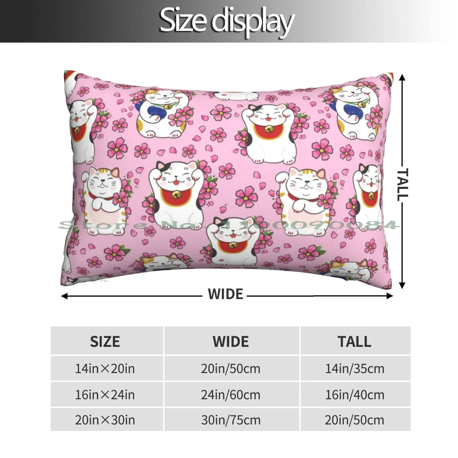 Maneki Neko Lucky Cats Pink Pillow Case 20x30 50*75 Sofa Bedroom Skeleton Half Face No Jaw Skeleton Skull Death Anatomy