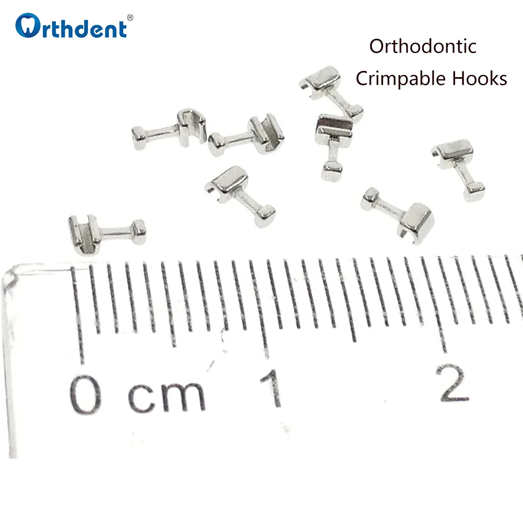 Orthdent 10 Pcs/Pack Dental Orthodontic Crimpable Hooks Sliding Traction Short Long Stop Type Fixed On Archwire Dentist Material