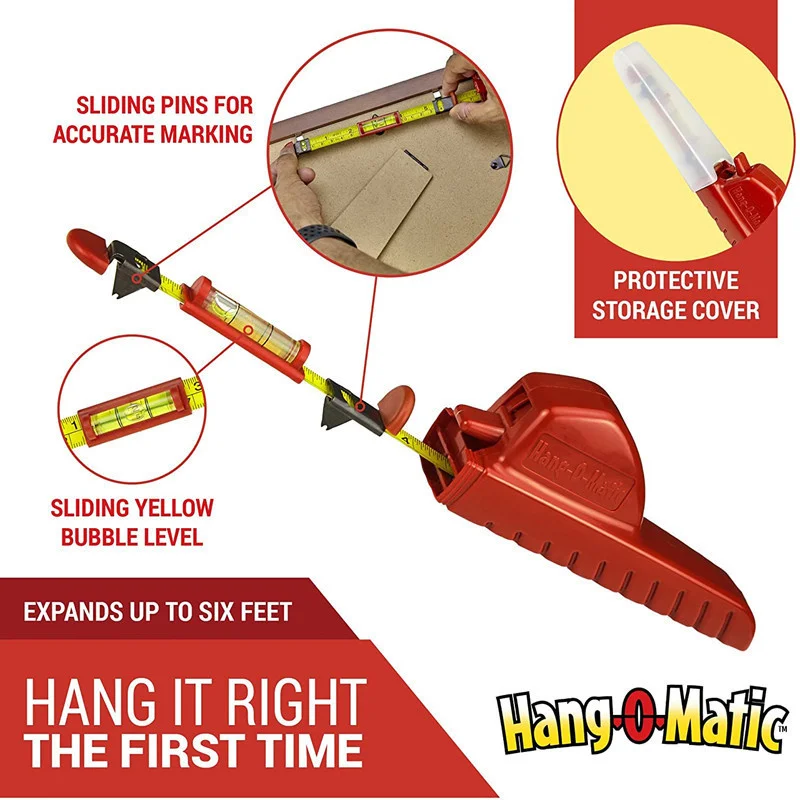 All-In-One Picture Hanging Tool Hang-O-Matic Multifunctional Frame Hanger Ruler Spirit Level Hanger Hanging tool Balance Ruler T