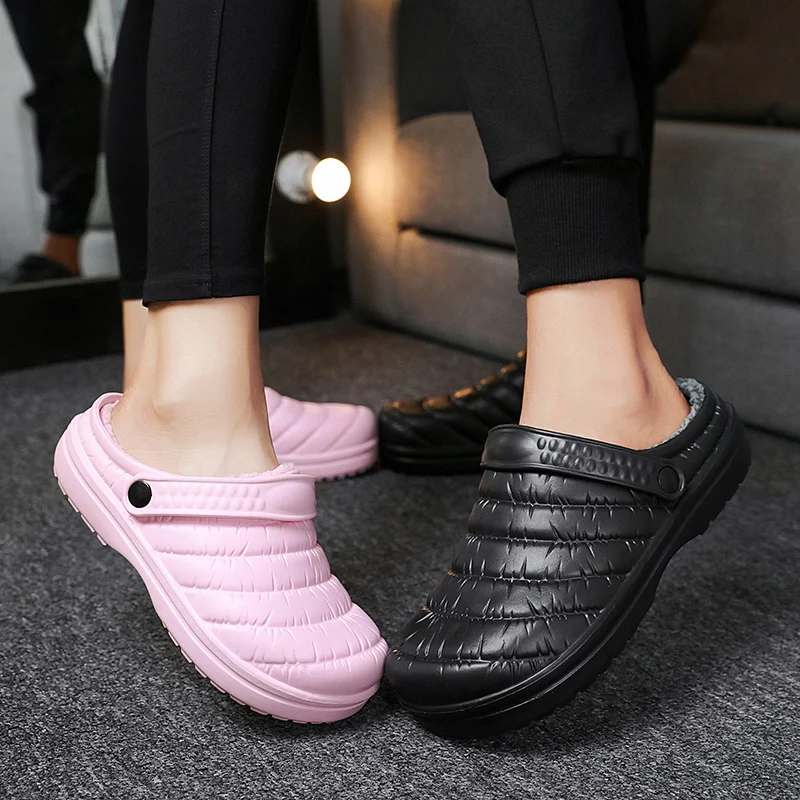 Winter Men Casual Garden Shoes Couple Cotton Warm Plush Home Slippers Clogs Quick Dry Flip Flops For Women Men Unisex Loafer