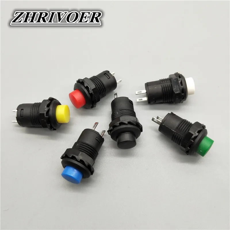 6Pcs 12mm Momentary Push button Switches 3A /125VAC 1.5A/250VAC Self-locking/Self-reset Push Button Switch mini plastic button